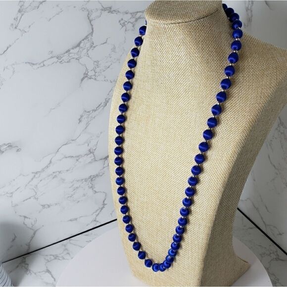 VINTAGE Satin Thread-Wrapped Bead Necklace - Picture 3 of 7